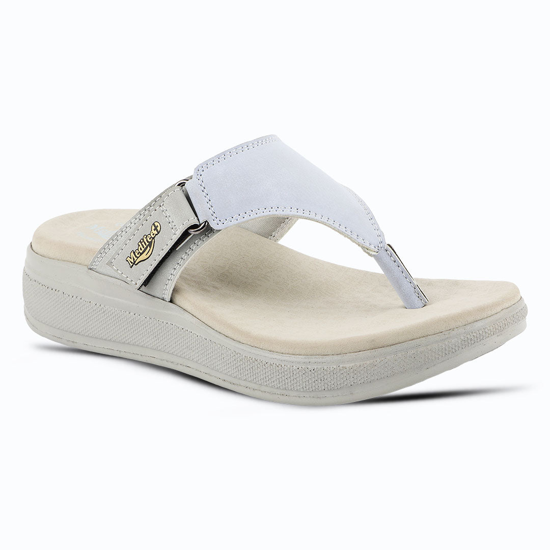 Medifeet Side V-Strap Comfortable Sandals with Arch Support For Women's