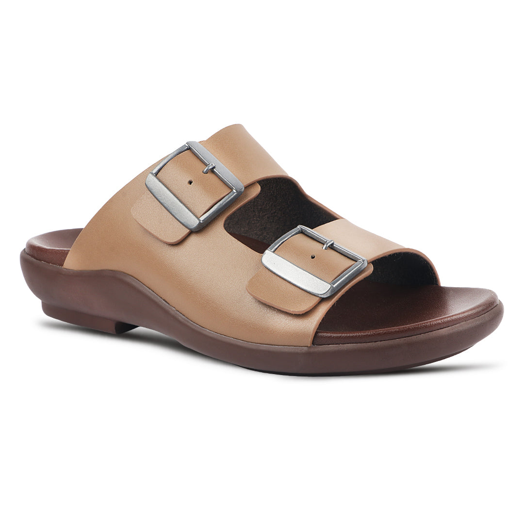 Medifeet Dual Buckle Leather Slippers for Men(Extra Comfortable with Arch Support)