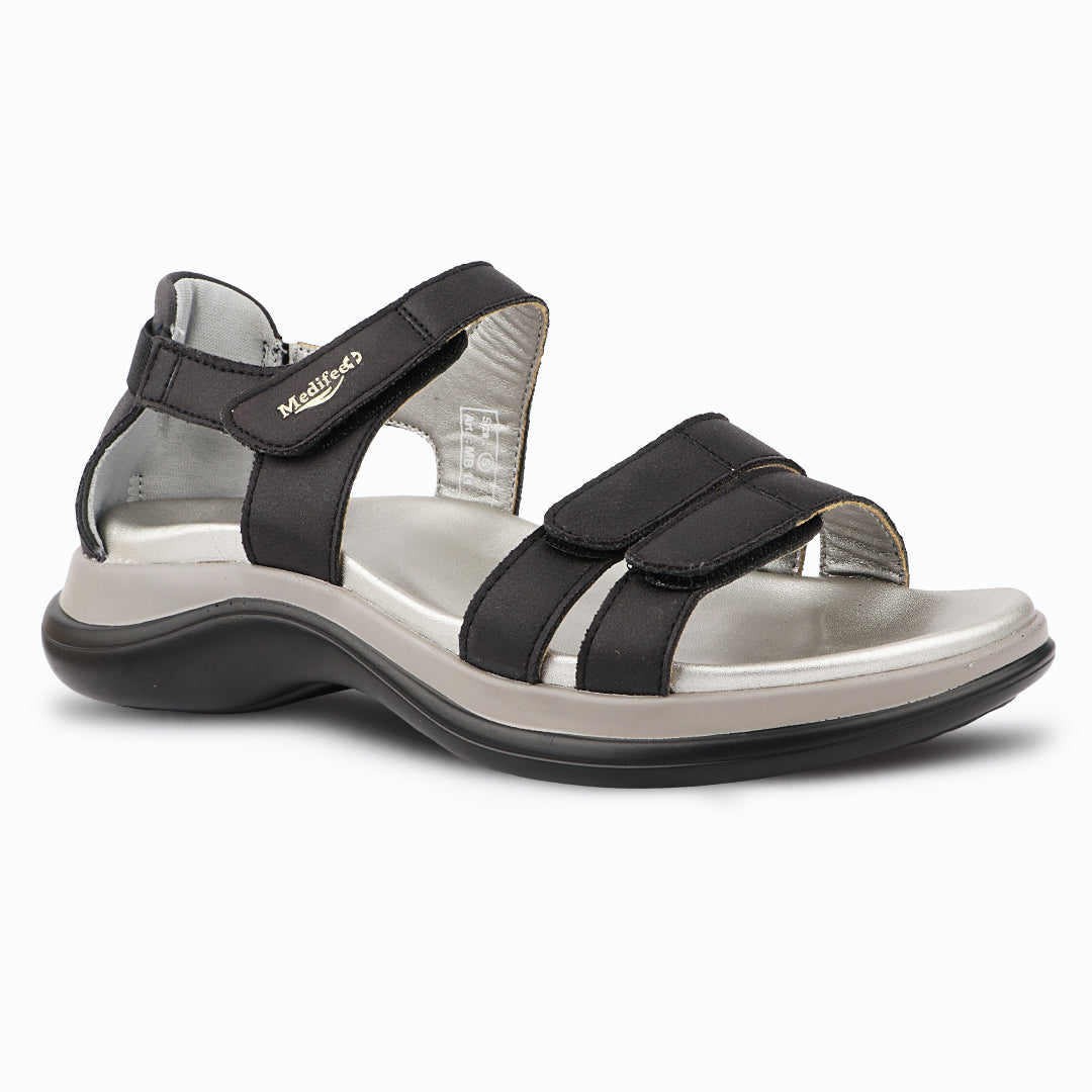 Medifeet Women's Orthopedic Walking Sandals | Adjustable Hook-and-Loop Straps | Soft Cushion Footbed | Anti-Slip Comfort Sandals