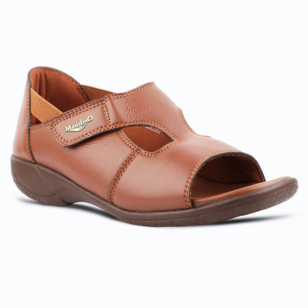 Medifeet Orthopedic Sandals for Women | Heel & Arch Pain Relief | Anti Skid Slip Resistant | Velcro Adjustable Comfort Sandal's