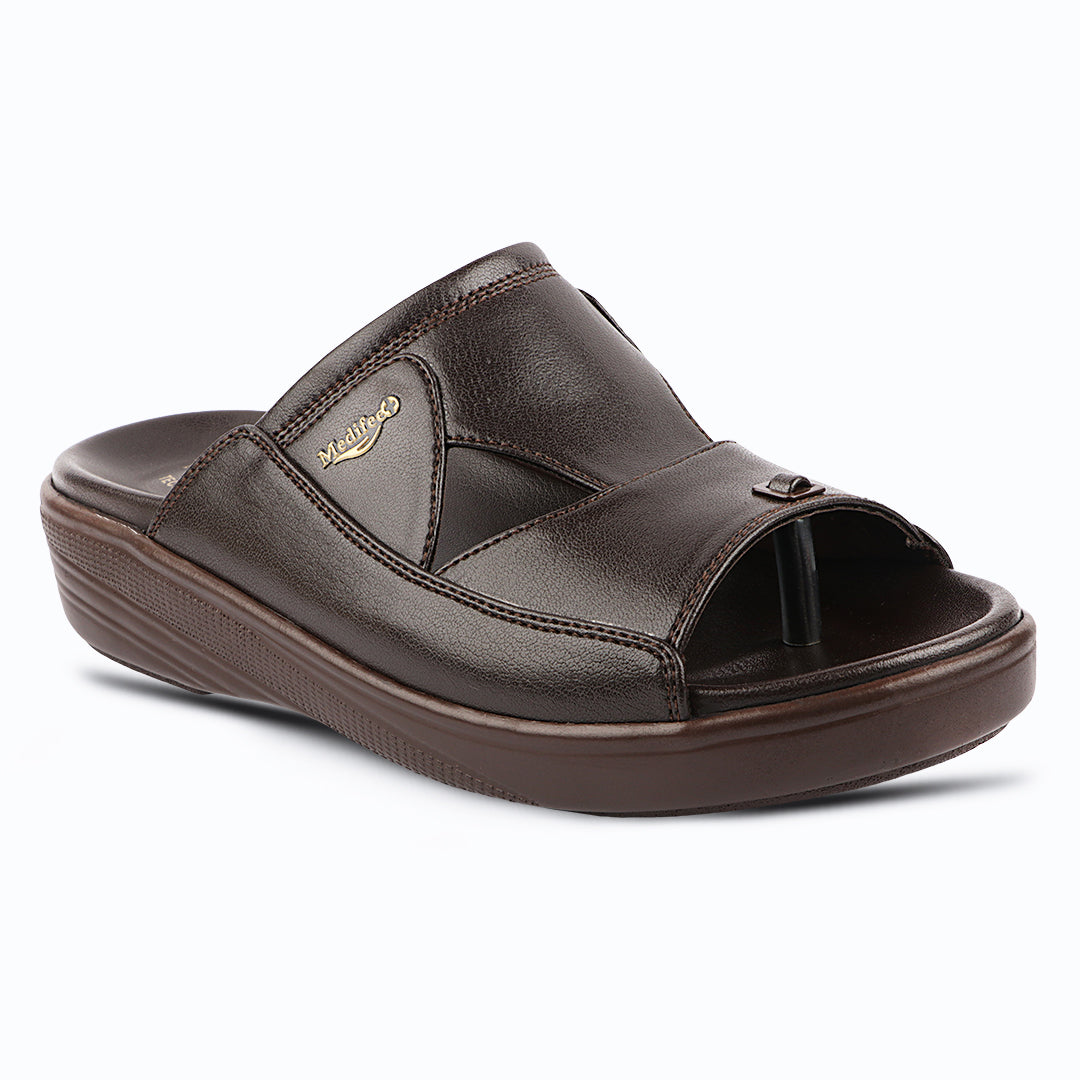 Medifeet Men's Troof II Orthopedic Toe-Ring Sandals | Cushioned Diabetic Slip-On Slippers with Arch Support & Bounce-Back Technology