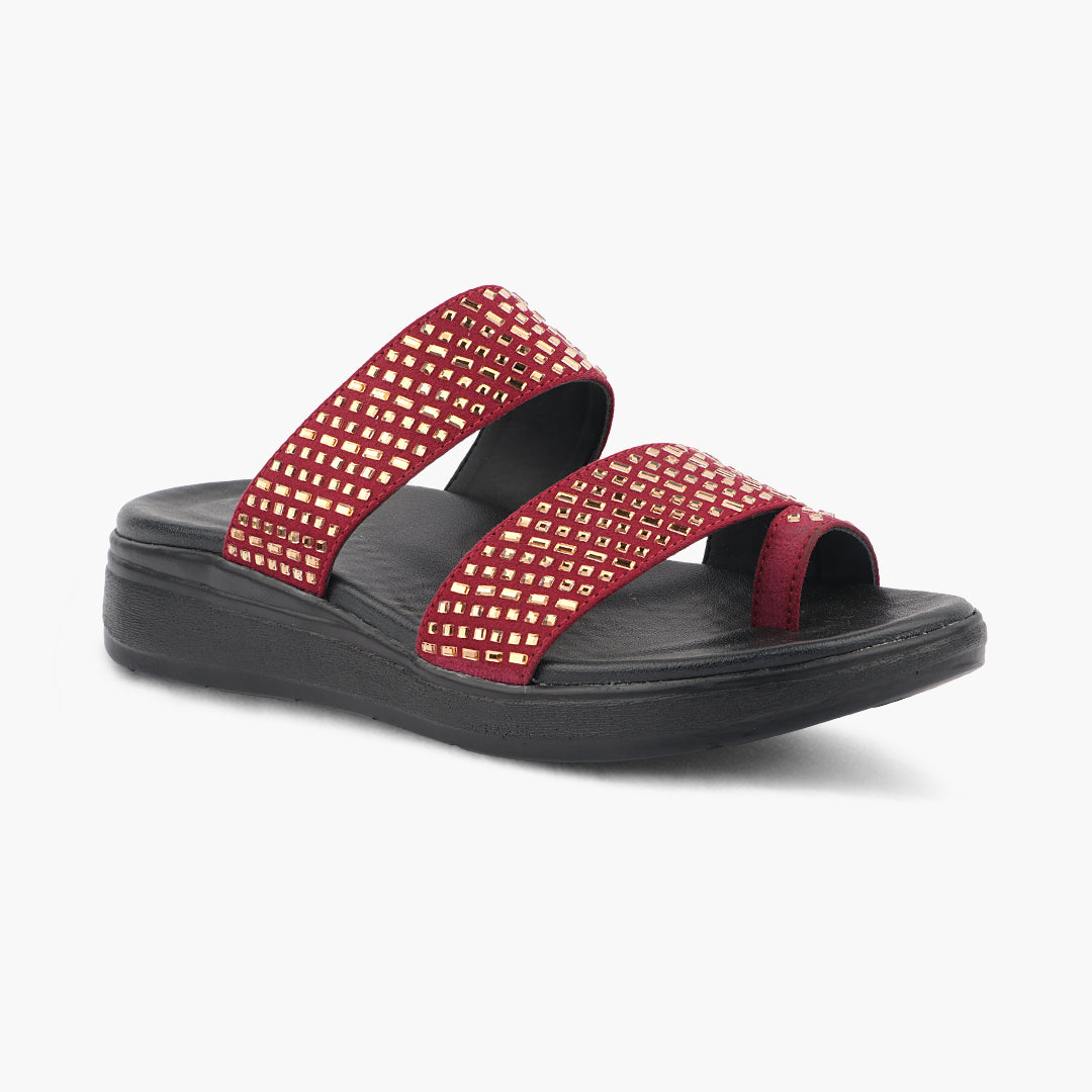 Medifeet Stylish Leather Slippers (Women) (Dual Strap for Better Fit)