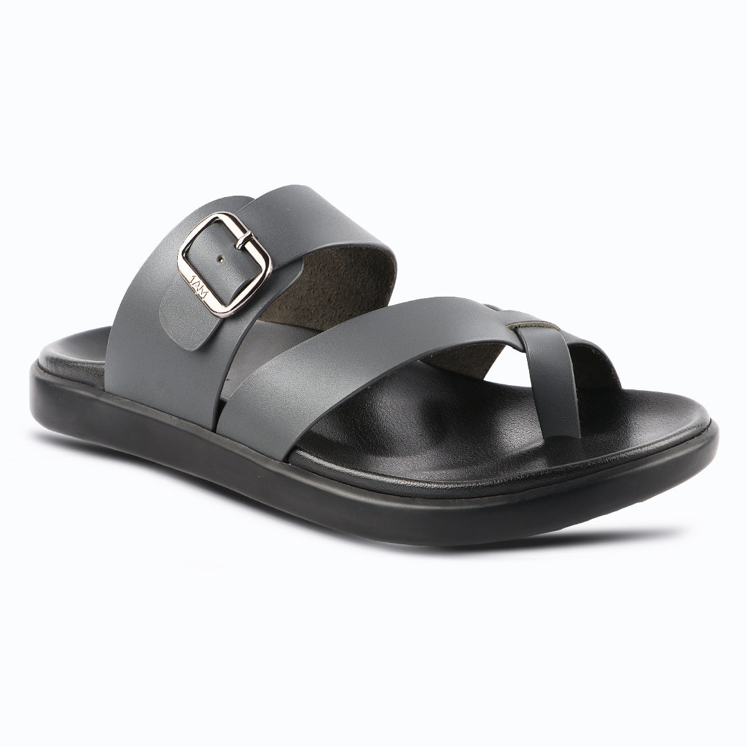 Comfy Men’s Leather Slippers with Ankle Strap