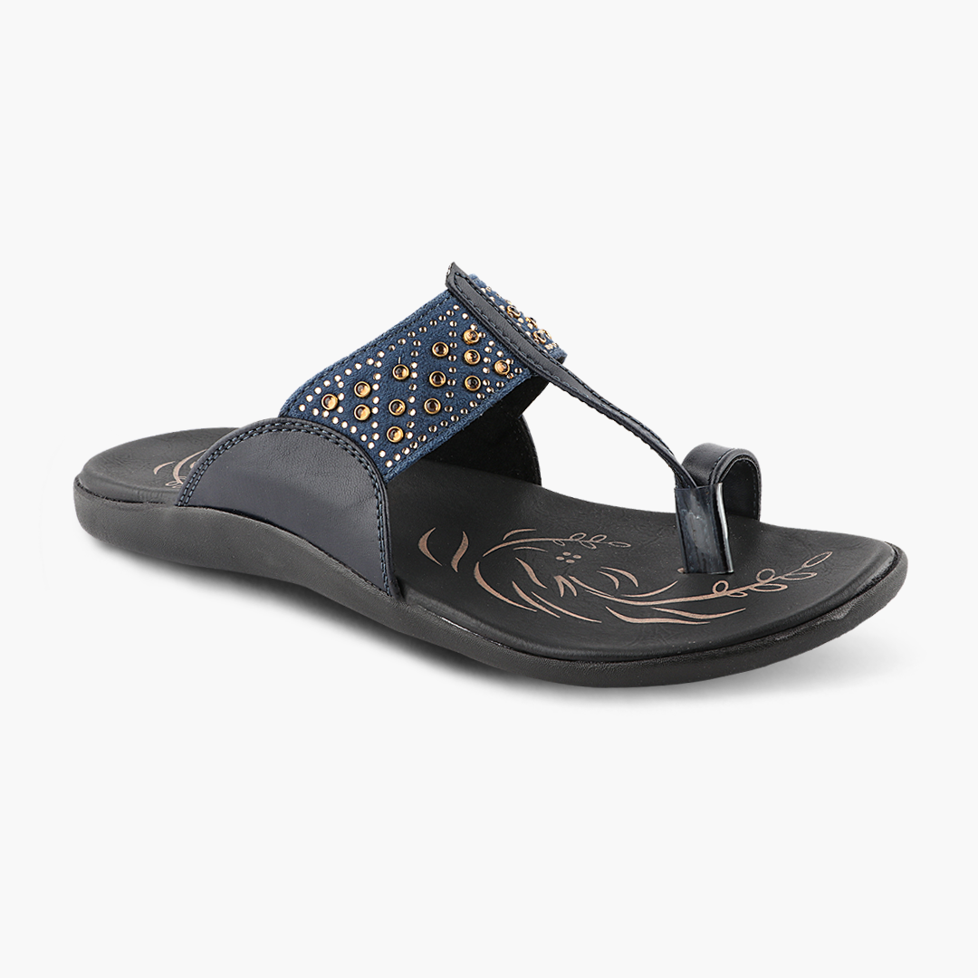 Medifeet Kolhapuri Style Comfortable Leather Slippers for Women