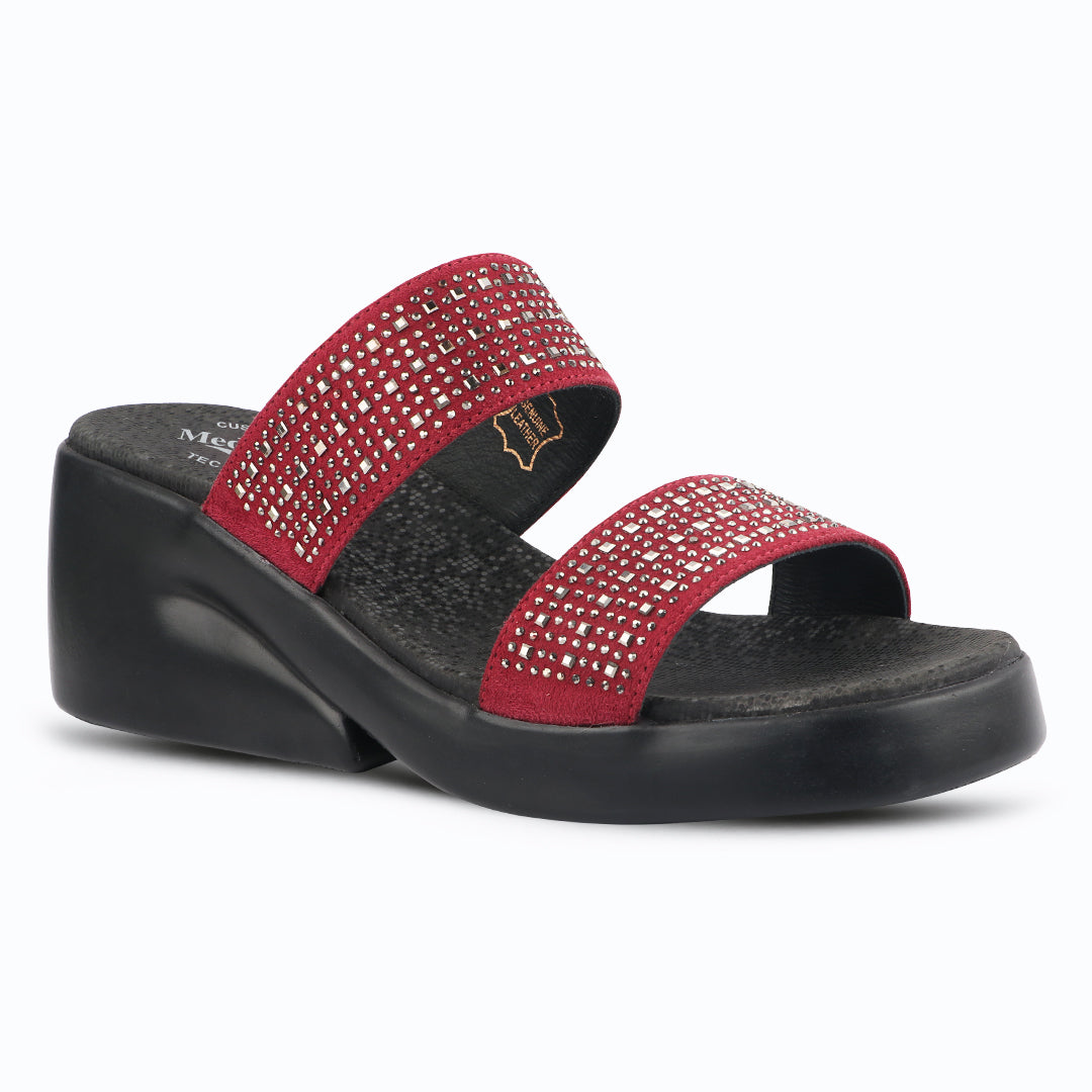 Medifeet Dual Strap Women Wedge Heel Sandals (All Day Wear Comfort)