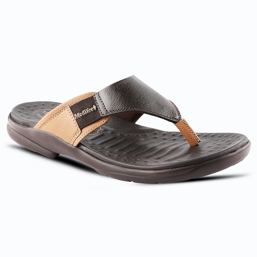 Medifeet All Day Comfort men's Slippers
(Leather Slippers | V Strapped Design)