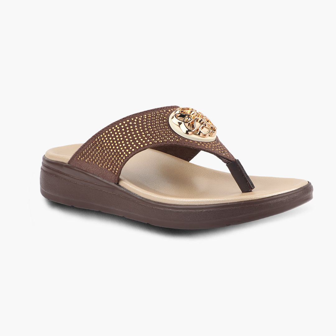 Medifeet Stylish Stone and Comfy Slippers for Women with Midsole Arch Support