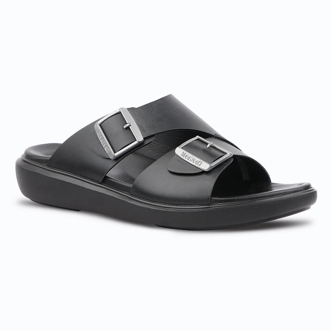 Medifeet Men’s Premium Double Buckle Sandals | German Technology Comfort Footbed & Anti-Skid Sole