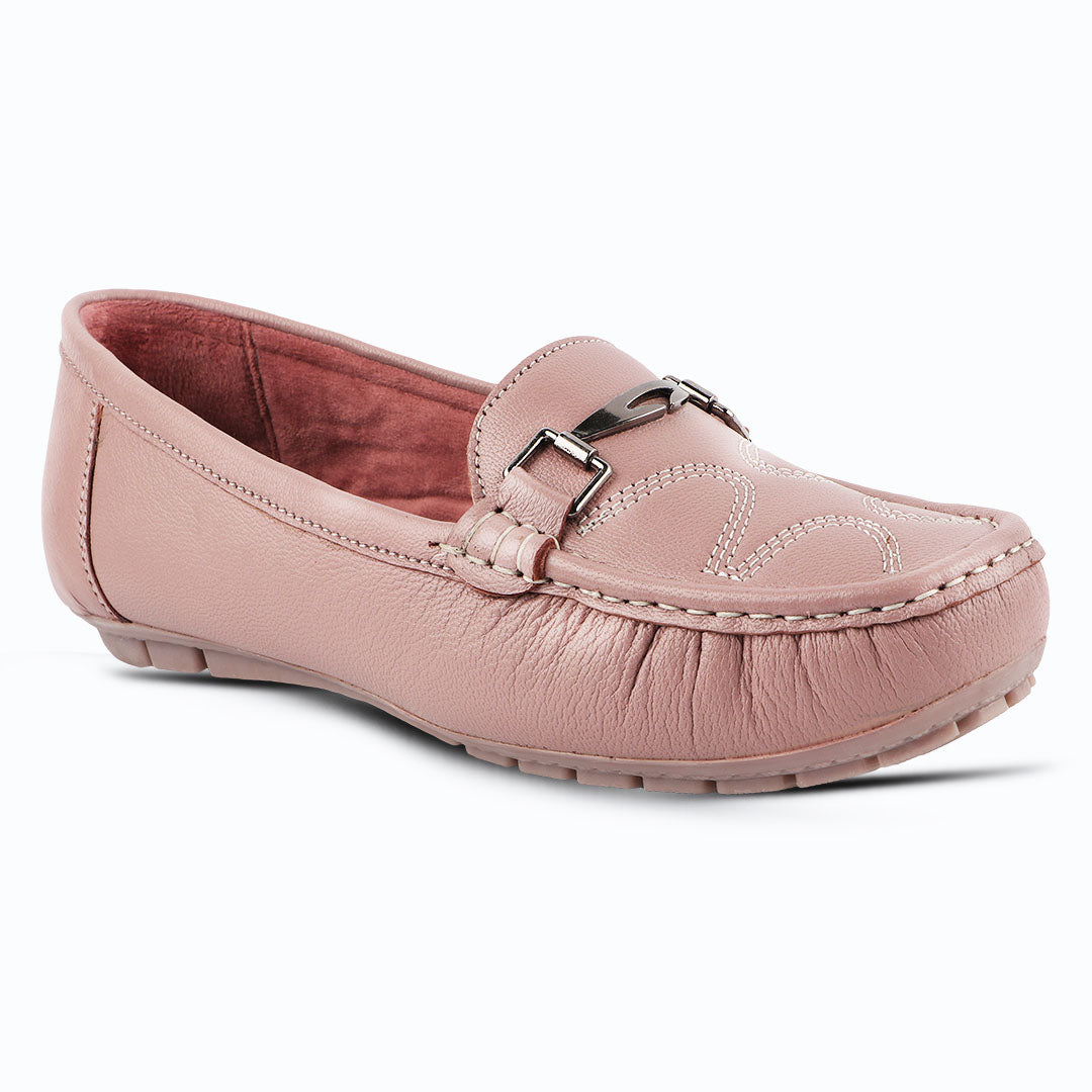 Medifeet Genuine Leather Metal Top Loafers with Arch Support For Women's