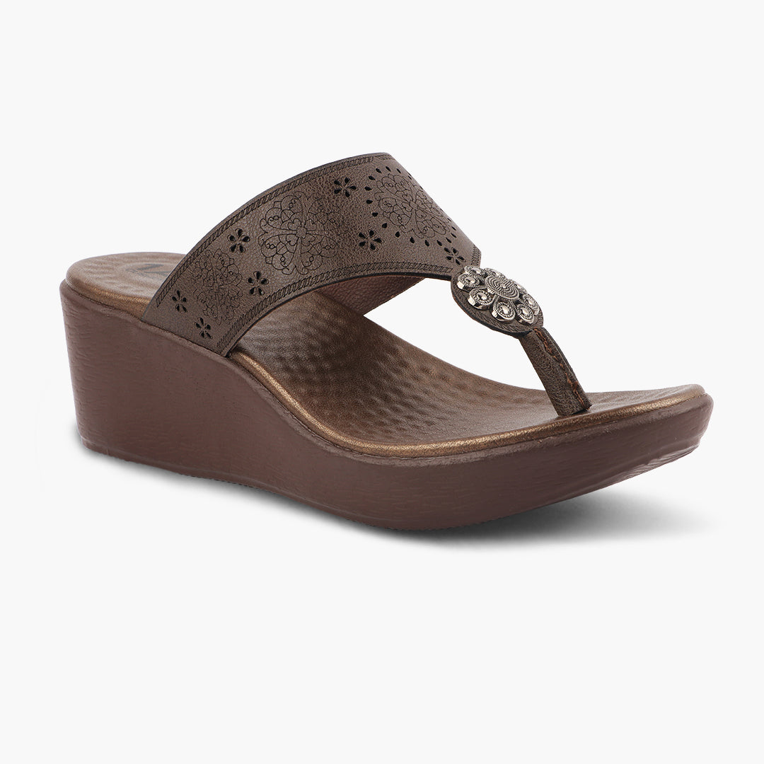 Medifeet Heel Sandals With Embellished Strap For Women's (Arch Support & Comfortable & Cushion Footbed Sandals)