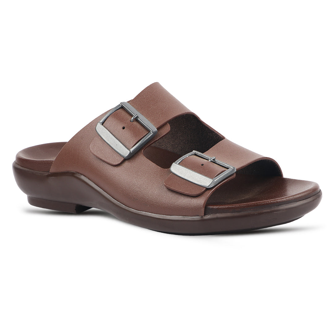 Medifeet Dual Buckle Leather Slippers for Men(Extra Comfortable with Arch Support)