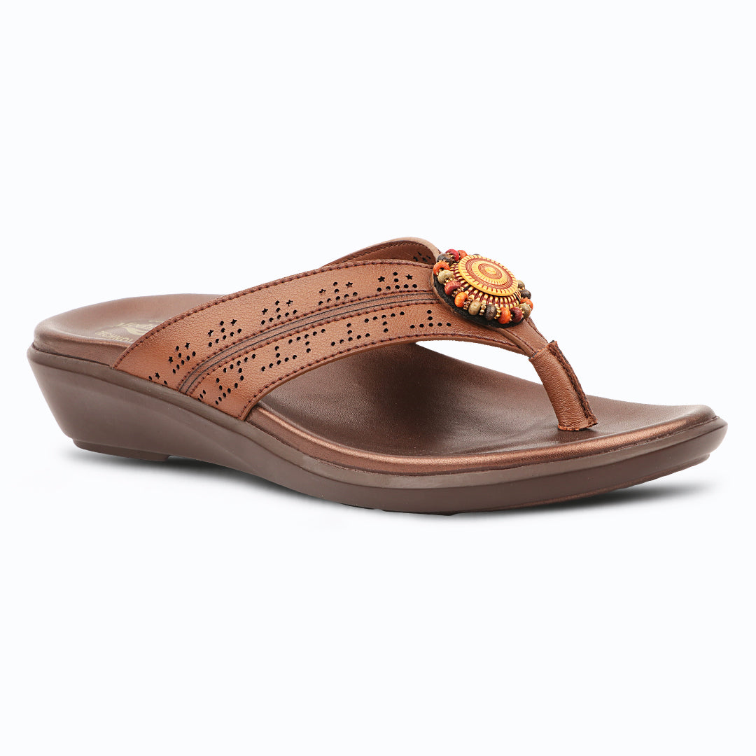 Medifeet Premium Laser Cut Strap with Elegant Embellishment Design Slippers For Women's - Everyday Comfort