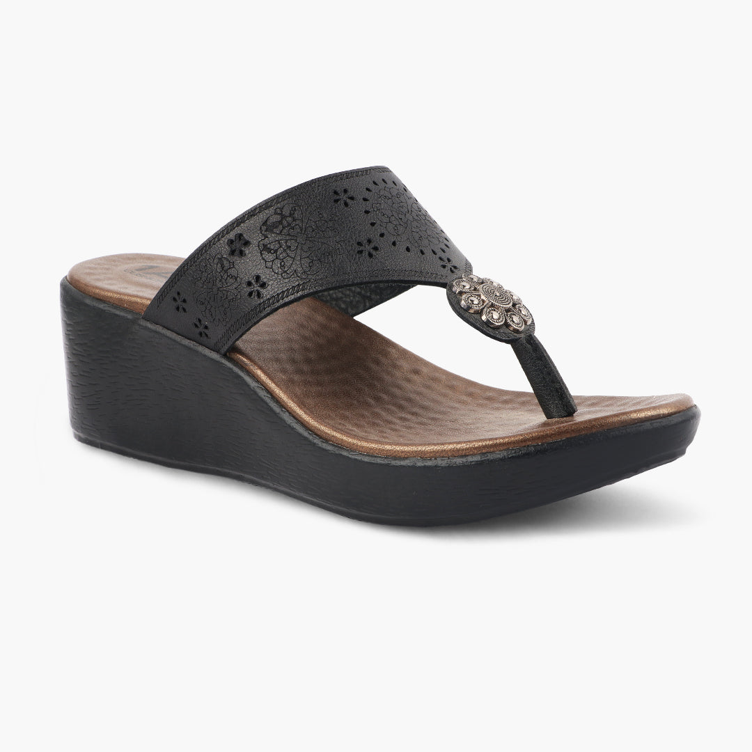 Medifeet Heel Sandals With Embellished Strap For Women's (Arch Support & Comfortable & Cushion Footbed Sandals)