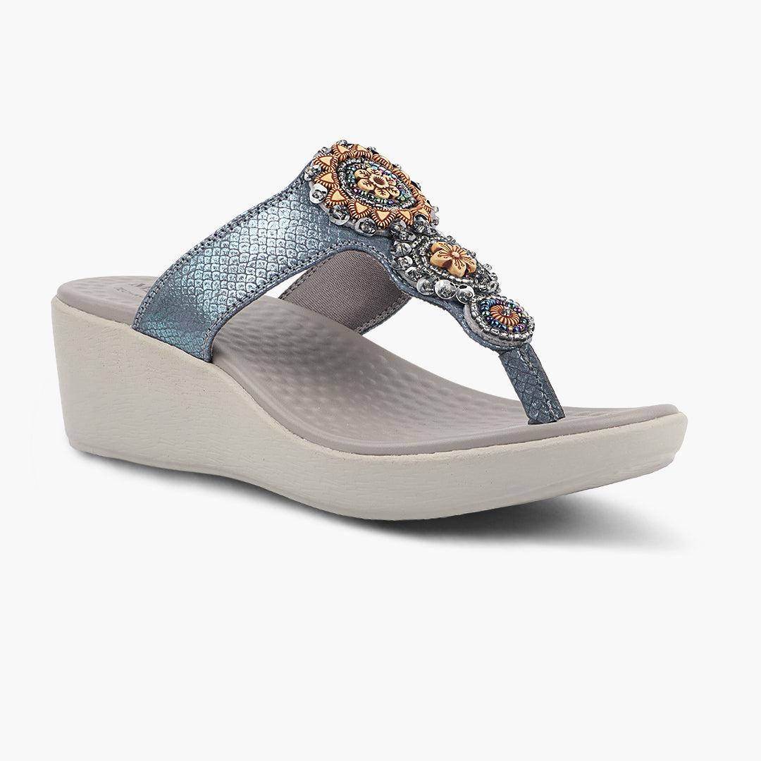 Medifeet Cushioned Wedge Heel Sandals for Women (Arch Support)