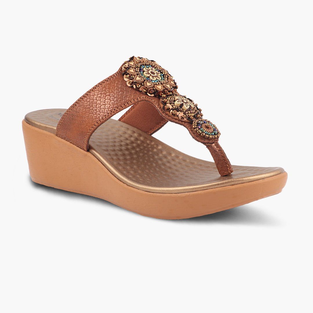 Medifeet Cushioned Wedge Heel Sandals for Women (Arch Support)