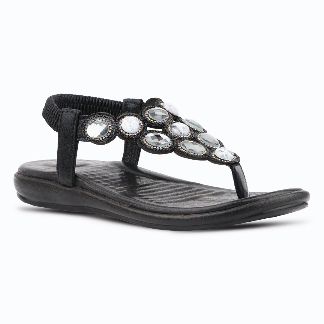 Medifeet Women’s Sparkling Stone-Studded Comfort Sandals | Soft Cushioned Midsole & Elastic Back Strap Fit