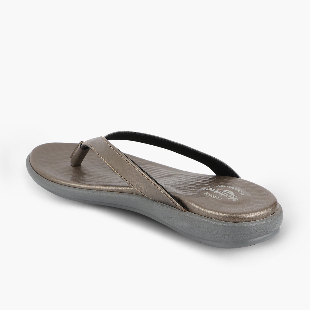 Thin Strap Leather Slippers for Women with Arch Support
