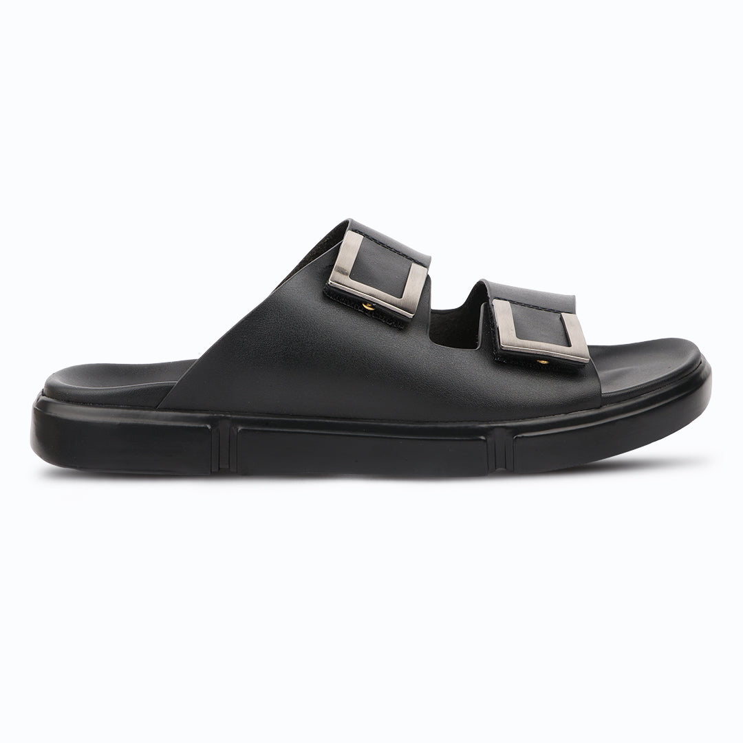 Medifeet Comfortable Toe-Ring Slide Sandals For Men's - Adjustable double straps with elegant metal buckles