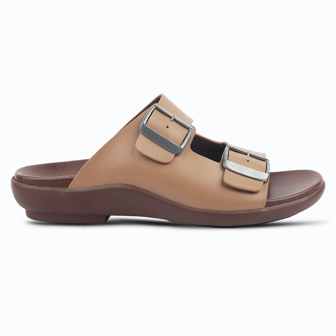 Medifeet Dual Buckle Leather Slippers for Men(Extra Comfortable with Arch Support)