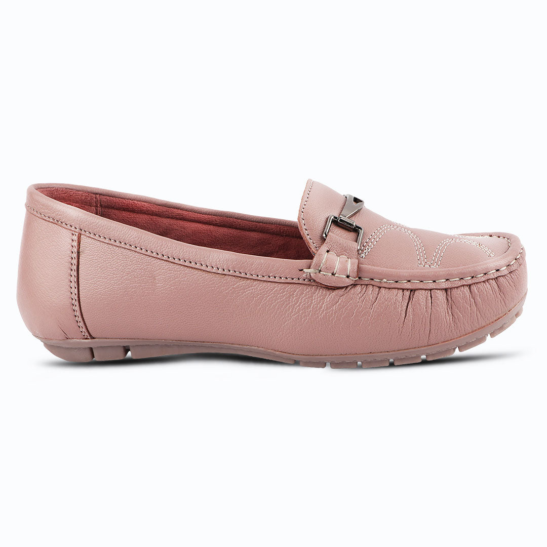 Medifeet Genuine Leather Metal Top Loafers with Arch Support For Women's