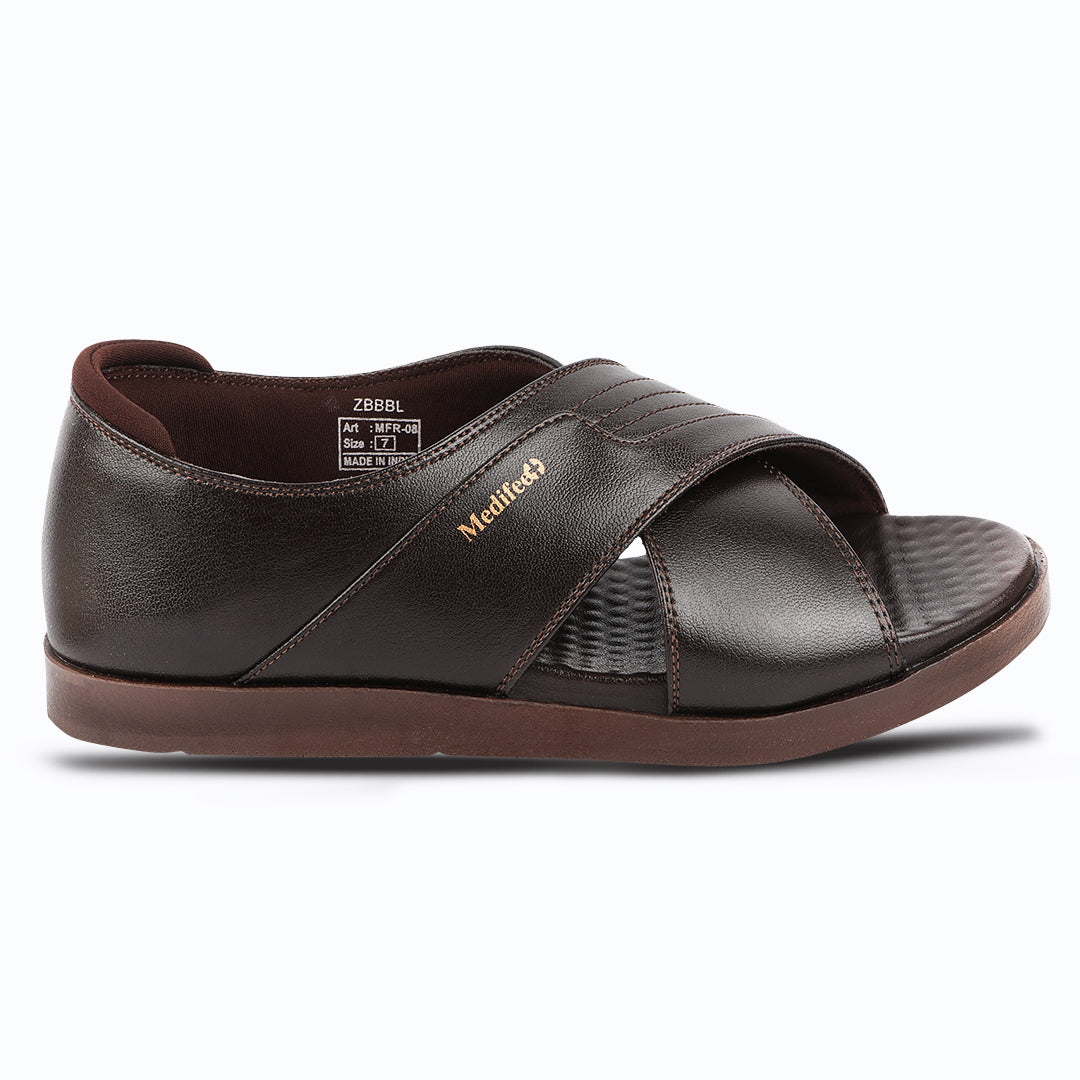 Medifeet Ortho-Friendly Cross Band Open-Toe Sandals For Men's