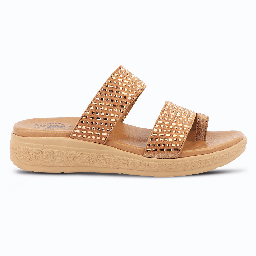 Medifeet Stylish Leather Slippers (Women) (Dual Strap for Better Fit)