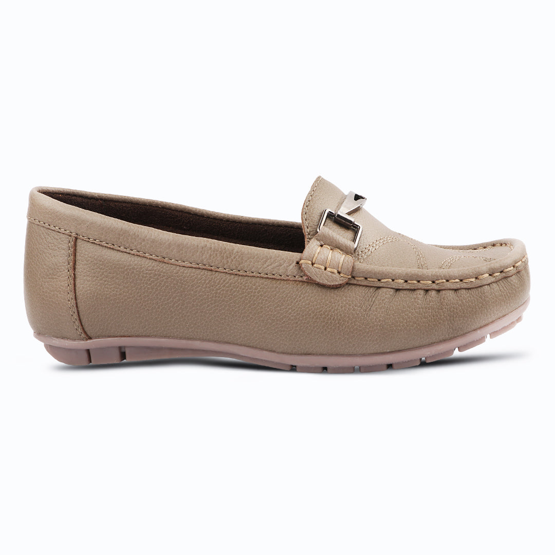 Medifeet Genuine Leather Metal Top Loafers with Arch Support For Women's