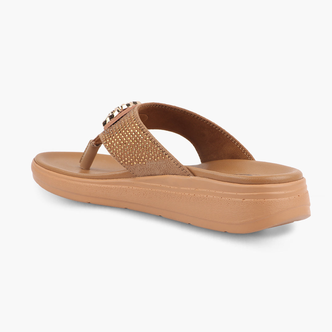 Medifeet Stylish Stone and Comfy Slippers for Women with Midsole Arch Support