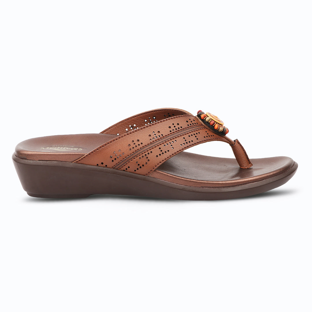 Medifeet Premium Laser Cut Strap with Elegant Embellishment Design Slippers For Women's - Everyday Comfort