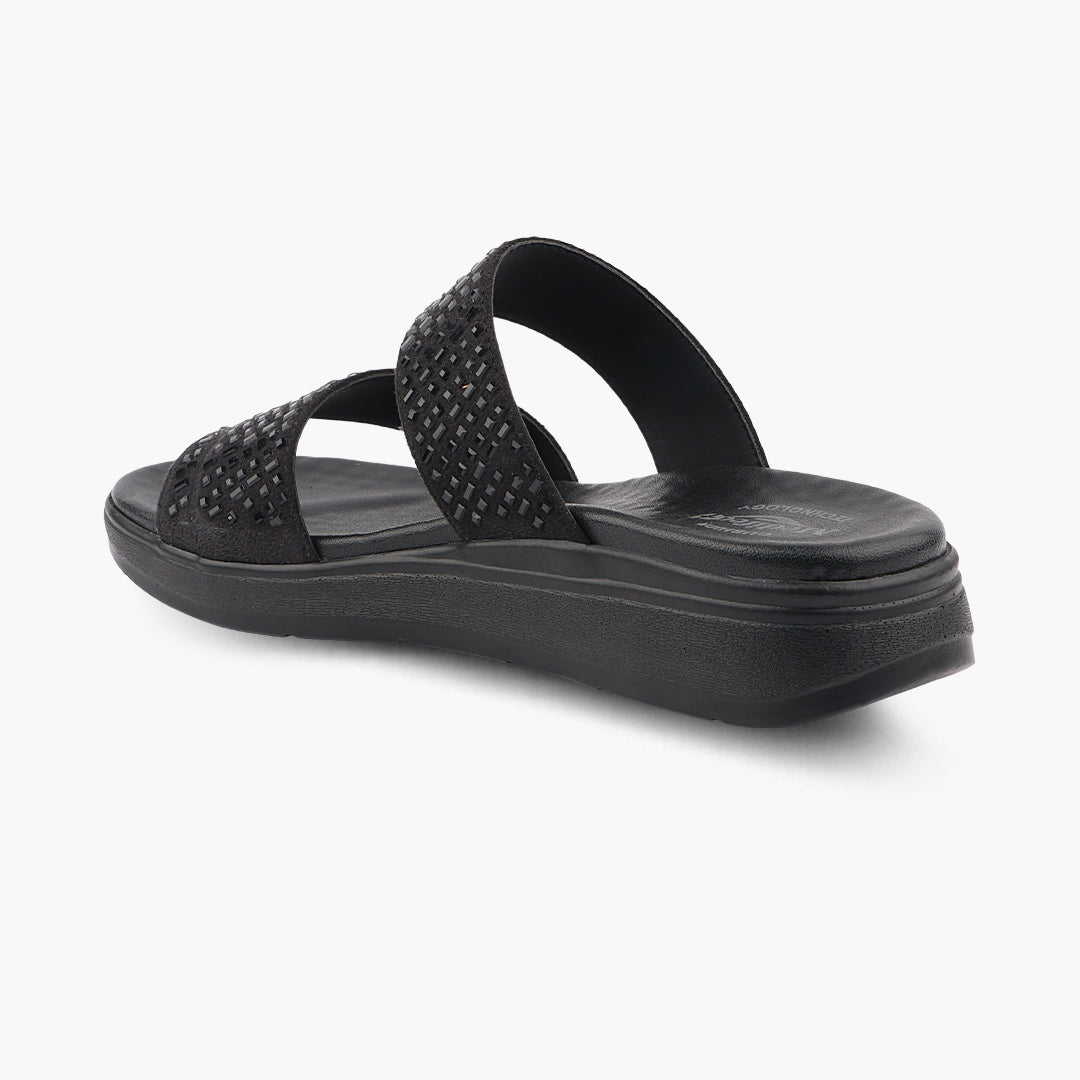 Medifeet Stylish Leather Slippers (Women) (Dual Strap for Better Fit)