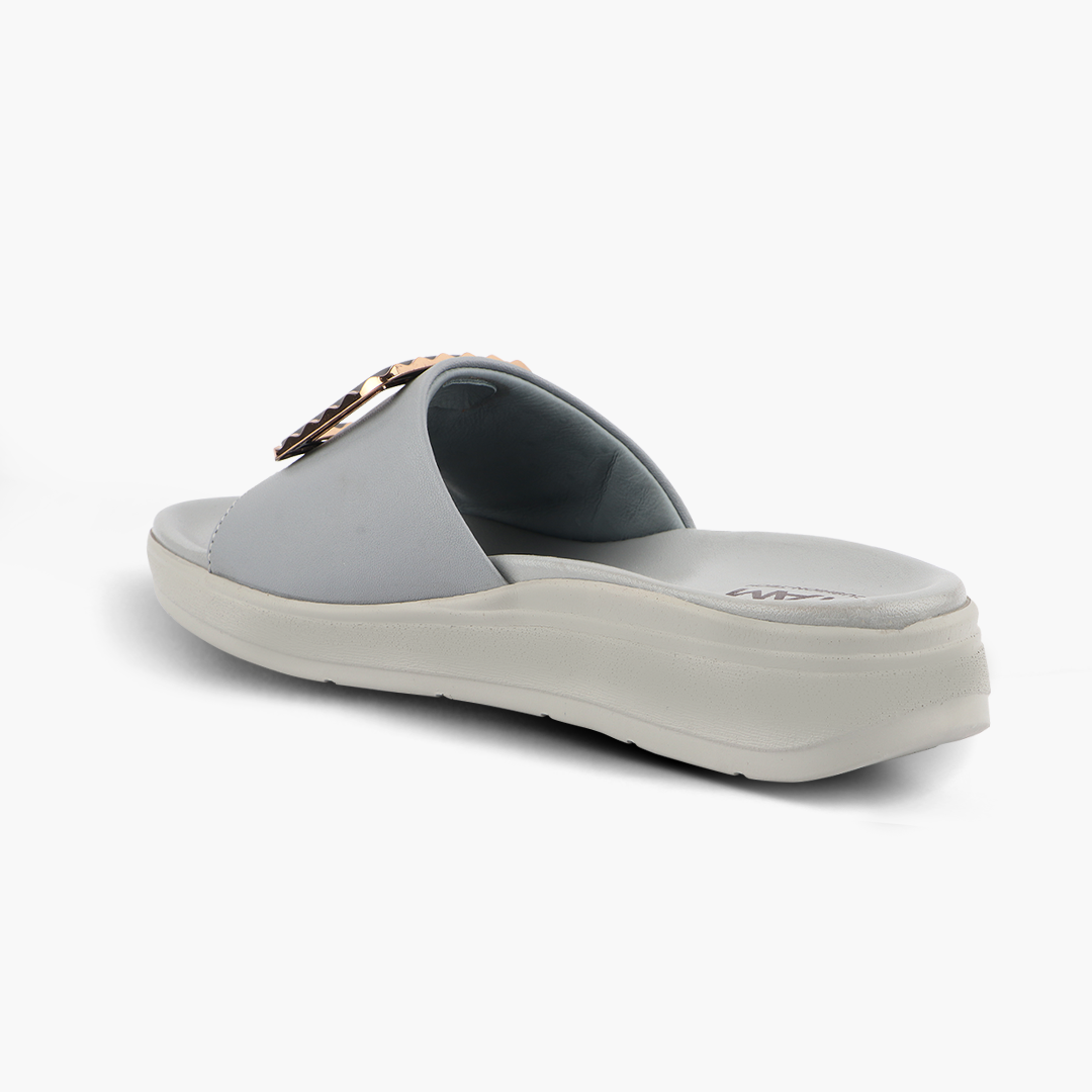 Classic Leather Slippers for Women with Cushioned Footbed