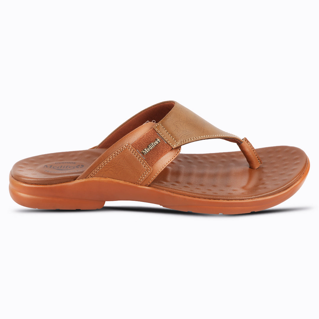 Medifeet All Day Comfort men's Slippers
(Leather Slippers | V Strapped Design)