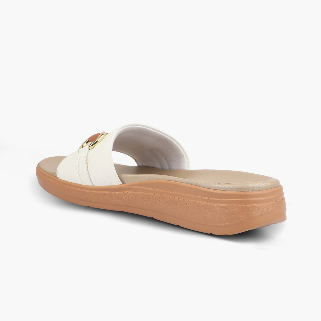 Medifeet Classic Leather Slide for Women (Cushioned Footbed & Arch Support)