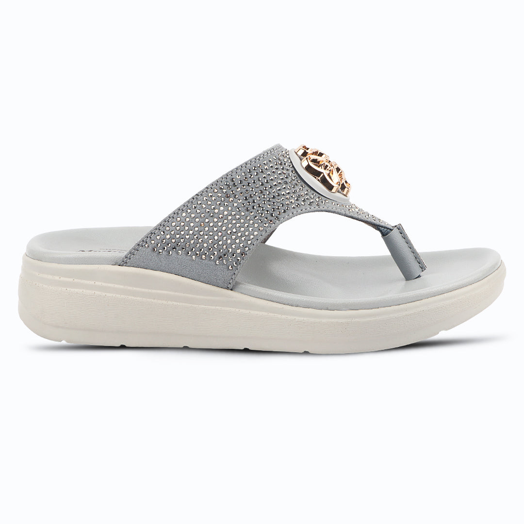 Medifeet Stylish Stone and Comfy Slippers for Women with Midsole Arch Support