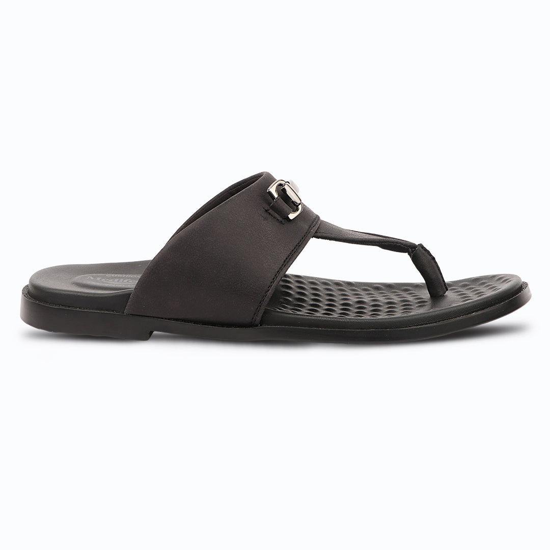 Medifeet Men's Leather Comfort Flip Flops | Soft Footbed | Anti-Slip Sole | Everyday Casual Wear