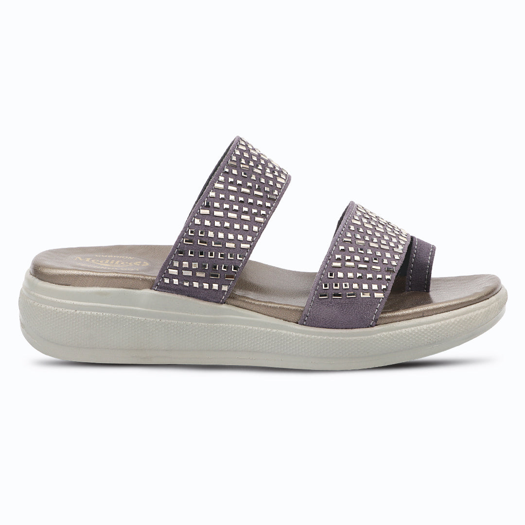 Medifeet Stylish Leather Slippers (Women) (Dual Strap for Better Fit)