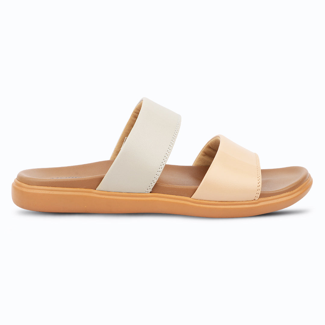 Medifeet Women’s Elegant Dual Tone Comfortable Slides with Orthopedic Cushioned Footbed & Arch Support