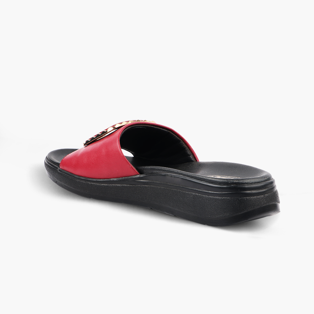 Classic Leather Slippers for Women with Cushioned Footbed
