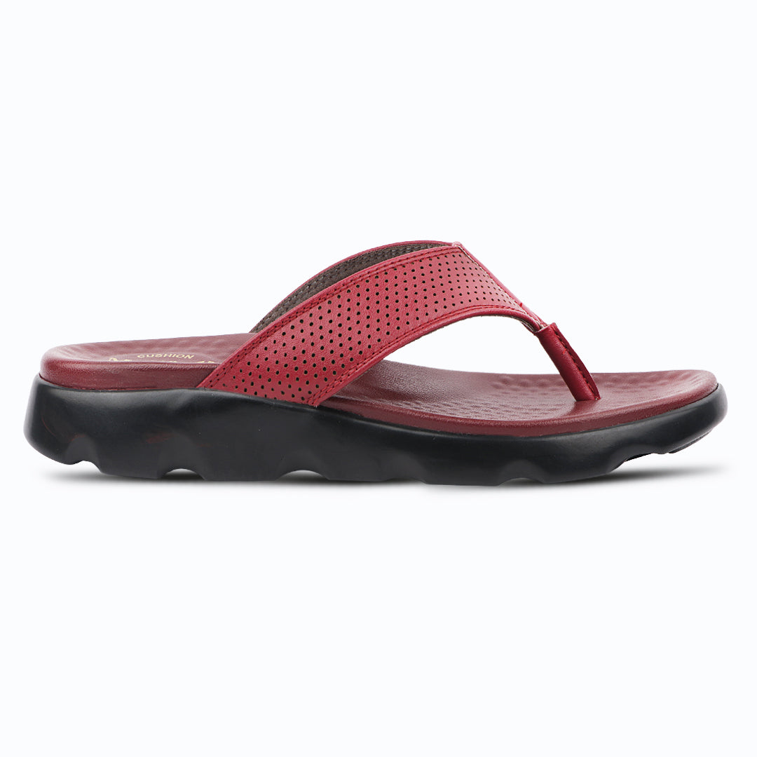 Broad Strap, Cushioned Leather Slippers for Women