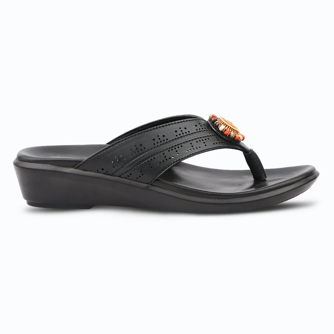 Medifeet Premium Laser Cut Strap with Elegant Embellishment Design Slippers For Women's - Everyday Comfort