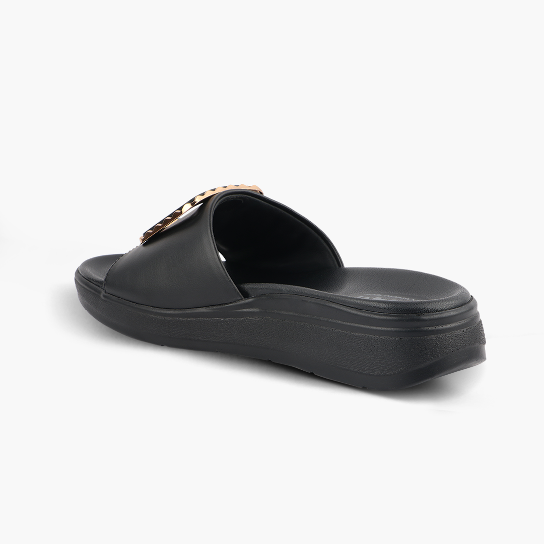 Classic Leather Slippers for Women with Cushioned Footbed