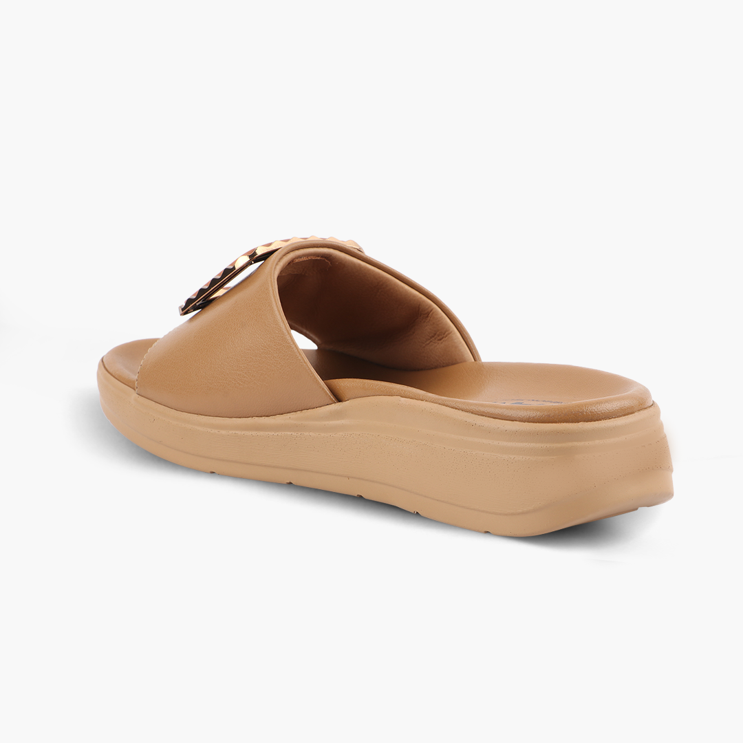 Classic Leather Slippers for Women with Cushioned Footbed
