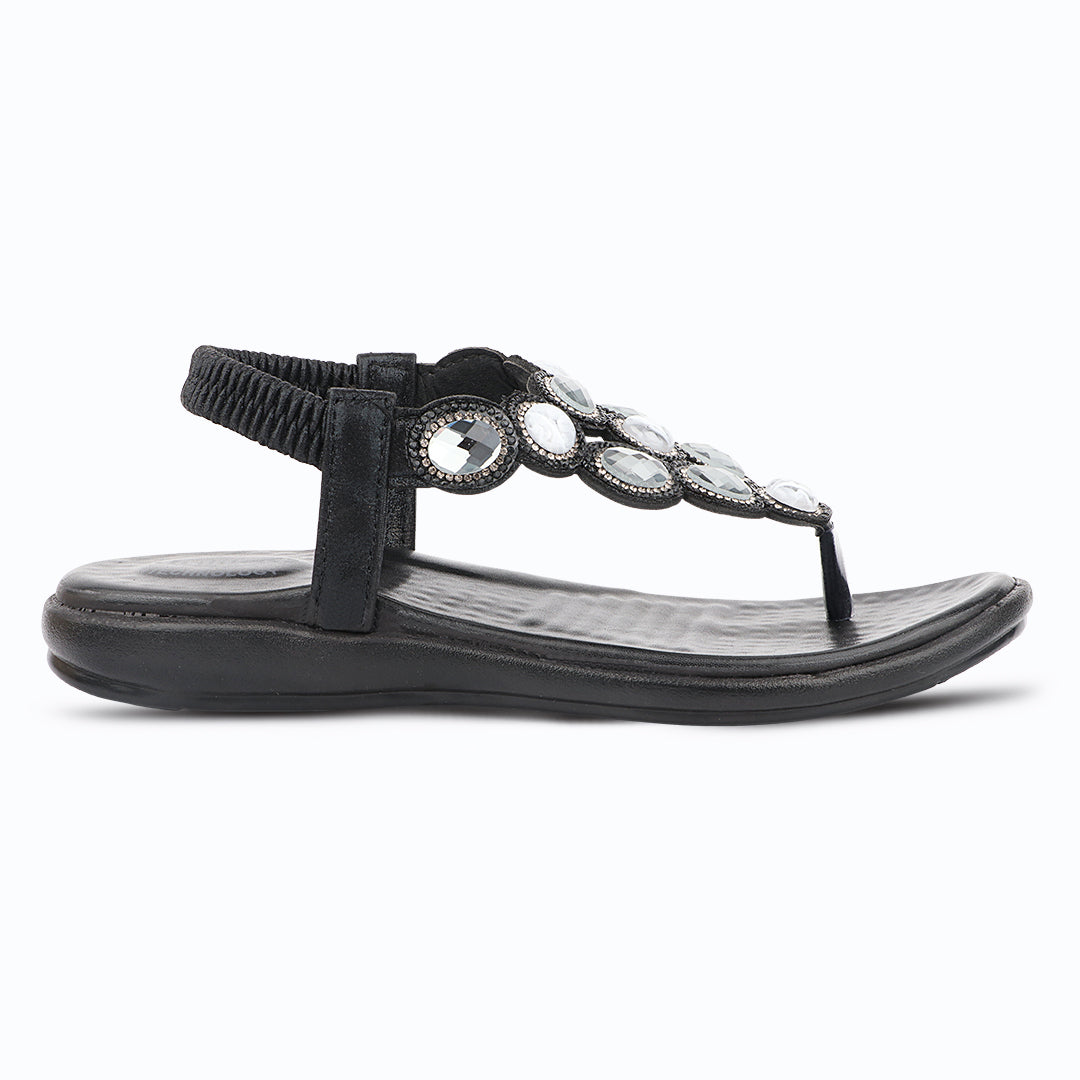 Medifeet Women’s Sparkling Stone-Studded Comfort Sandals | Soft Cushioned Midsole & Elastic Back Strap Fit