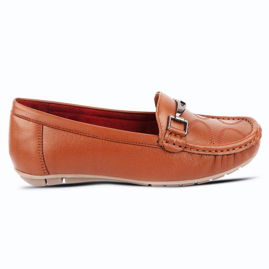 Medifeet Genuine Leather Metal Top Loafers with Arch Support For Women's