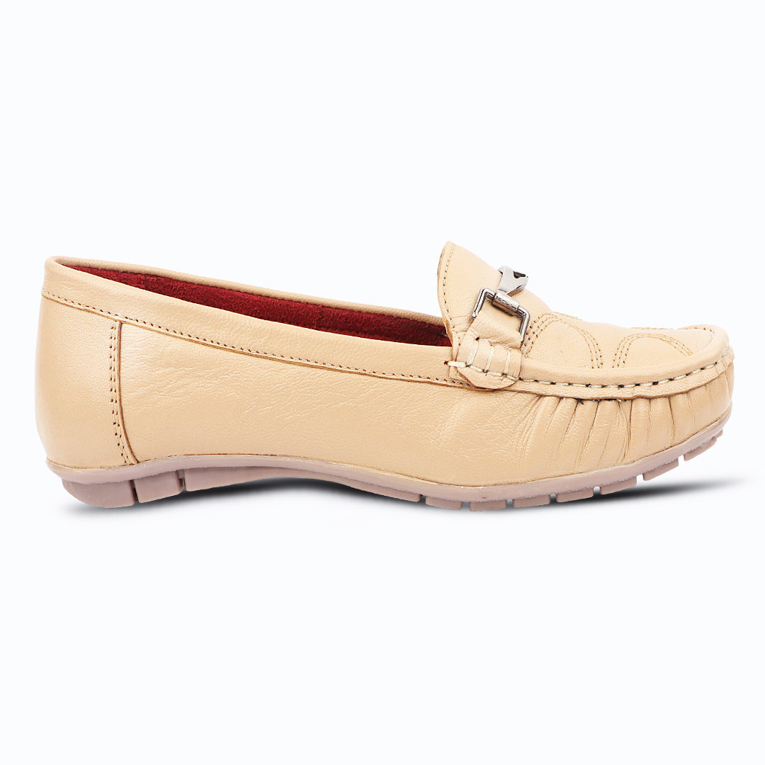 Medifeet Genuine Leather Metal Top Loafers with Arch Support For Women's