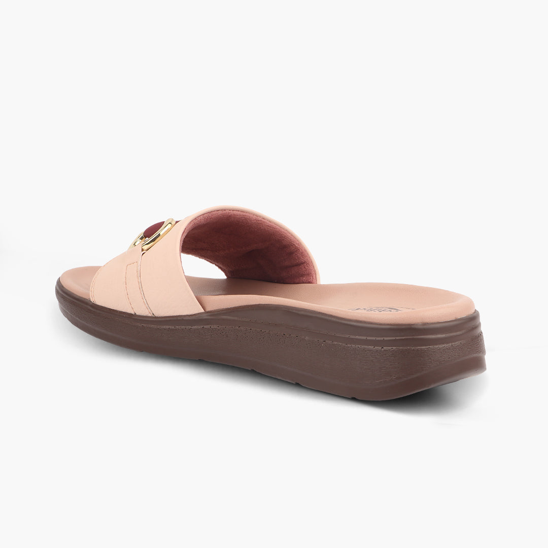 Medifeet Classic Leather Slide for Women (Cushioned Footbed & Arch Support)