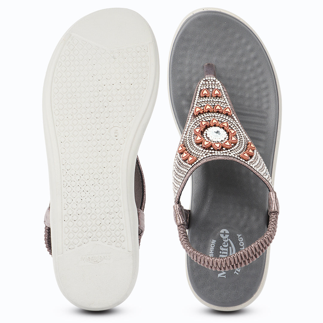 Medifeet Elegance Beadwork Slingback Sandals for Women with Plush Cushion Footbed