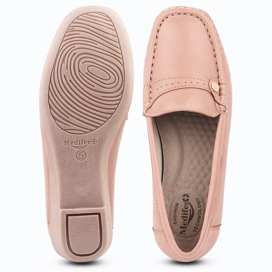 Medifeet Premium Leather Moccasin Loafers for Women | Plush Padded Footbed, Anatomical Arch Support, Breathable Inner Lining Loafers