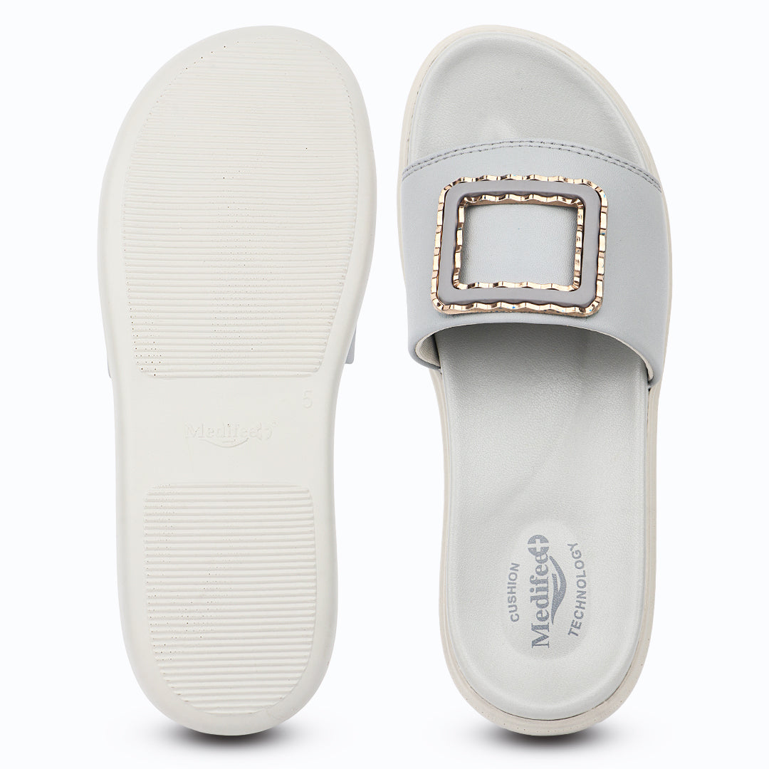 Medifeet Leather Sliders for Women (Comfortable & Classic Design)
