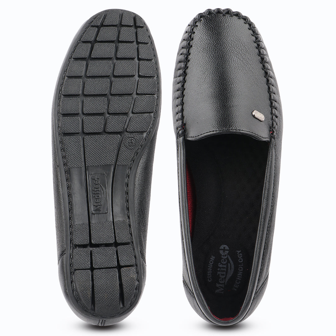 Pointed-Toe Leather Loafers for Women with Extra Cushion